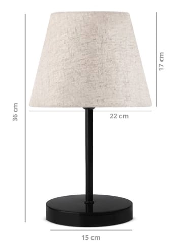 Opviq 2-delige set: tafellampen crème/zwart - (H)36 x Ø 22 cm