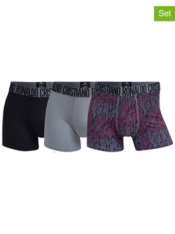 CR7 3-delige set: boxershorts zwart/grijs/paars
