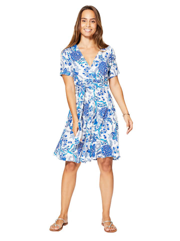 Aller Simplement Kleid in Weiß/ Blau