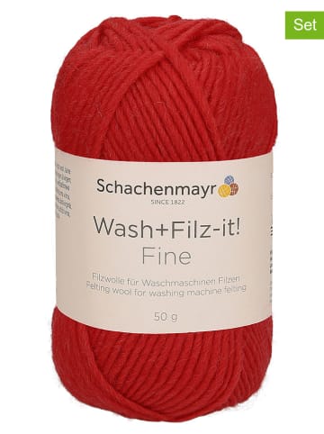 Schachenmayr since 1822 10er-Set: Wollgarne "Wash+Filz-it! Fine" in Rot - 10x 50 g