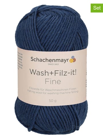 Schachenmayr since 1822 10er-Set: Wollgarne "Wash+Filz-it! Fine" in Blau - 10x 50 g