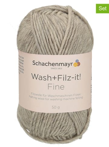 Schachenmayr since 1822 10er-Set: Wollgarne "Wash+Filz-it! Fine" in Grau - 10x 50 g