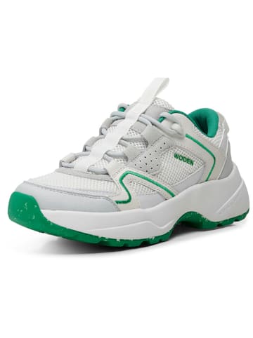 WODEN Skórzane sneakersy "Sif" w kolorze biało-zielonym