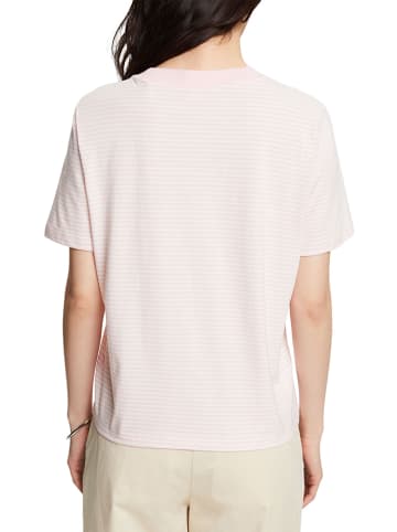 ESPRIT Koszulka w kolorze jasnoróżowo-białym