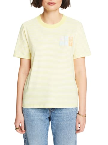 ESPRIT Koszulka w kolorze żółto-białym