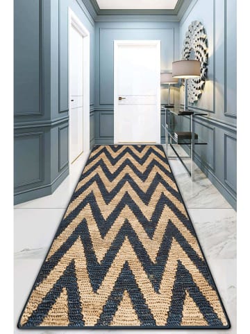 Mioli Laagpolig tapijt beige/donkerblauw