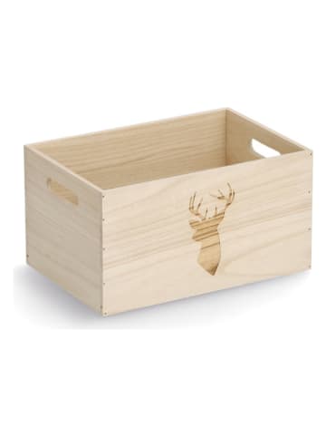Zeller Aufbewahrungskiste "Hirsch" in Natur - (B)30 x (H)20 x (T)16 cm