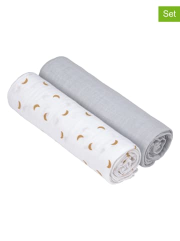Lässig 2er-Set Mulltücher in Weiß/ Grau - (L)120 x (B)120 cm