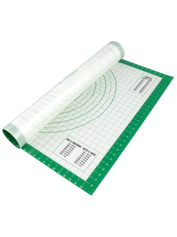 Chefkoch 2-delige set: deegroller & siliconen mat lichtbruin/groen