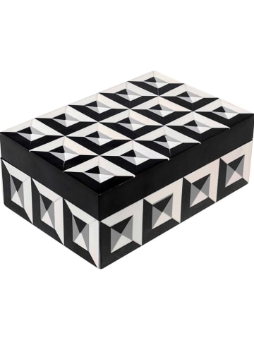 Kare Opbergbox "Jess" zwart/wit/grijs - (B)20 x (H)12 x (D)7 cm
