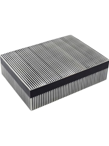 Kare Opbergbox "Plenty" zwart/wit - (B)19,5 x (H)14,5 x (D)5,5 cm