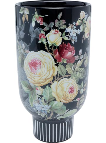 Kare Wazon "Rose Magic" w kolorze czarnym ze wzorem - wys. 27 cm