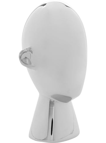 Kare Figurka dekoracyjna "Abstract Face" w kolorze srebrnym - wys. 22 cm
