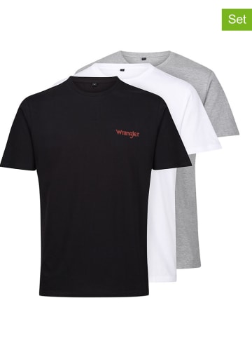 Wrangler 3er-Set: Shirts "Marston" in Schwarz/ Weiß/ Hellgrau