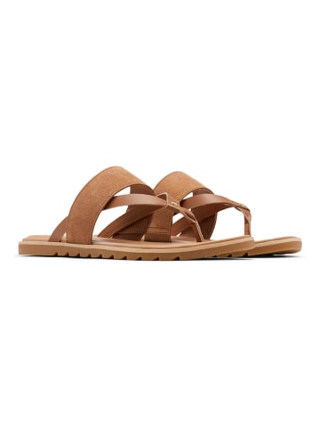 Sorel Leren teenslippers "Ella II" lichtbruin