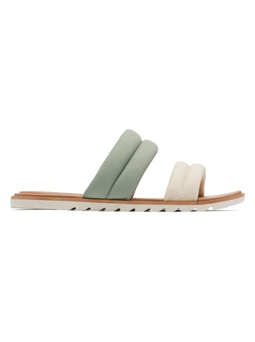Sorel Leren slippers "Ella II" groen/crème