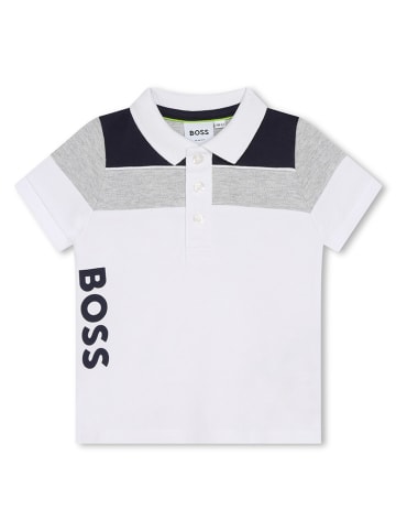 Hugo Boss Kids Poloshirt wit/grijs/donkerblauw