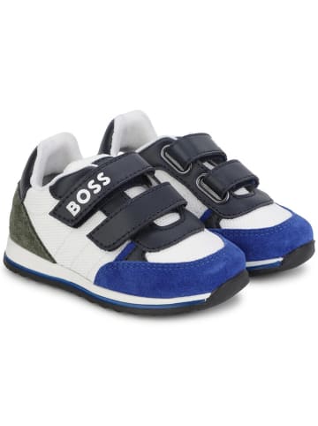 Hugo Boss Kids Sneakers in Weiß/ Dunkelblau/ Khaki