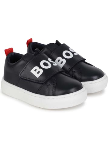 Hugo Boss Kids Leder-Sneakers in Schwarz/ Rot