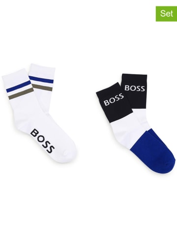 Hugo Boss Kids 2er-Set: Socken in Weiß/ Dunkelblau/ Schwarz