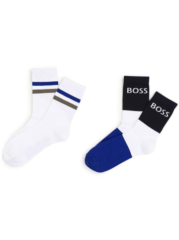 Hugo Boss Kids 2er-Set: Socken in Weiß/ Dunkelblau/ Schwarz