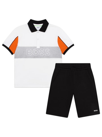 Hugo Boss Kids 2tlg. Outfit in Weiß/ Schwarz/ Orange