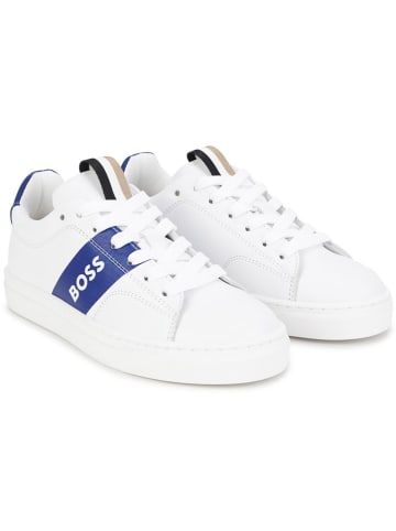 Hugo Boss Kids Leren sneakers wit/blauw