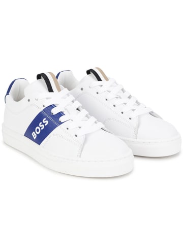 Hugo Boss Kids Skórzane sneakersy w kolorze biało-niebieskim