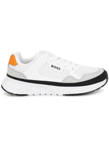Hugo Boss Kids Sneakers wit/grijs/oranje