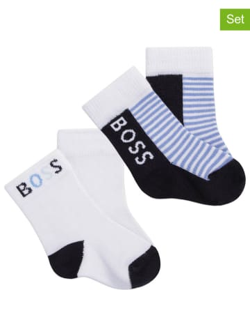 Hugo Boss Kids 2er-Set: Socken in Weiß/ Schwarz/ Blau