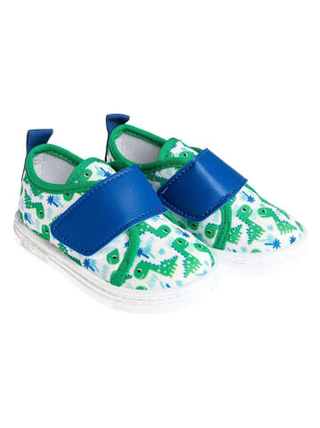 First Step Sneakersy "Dino" w kolorze zielono-niebieskim