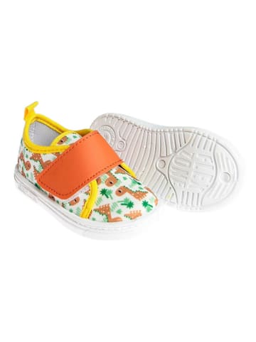 First Step Sneakersy "Dino" w kolorze pomarańczowym ze wzorem
