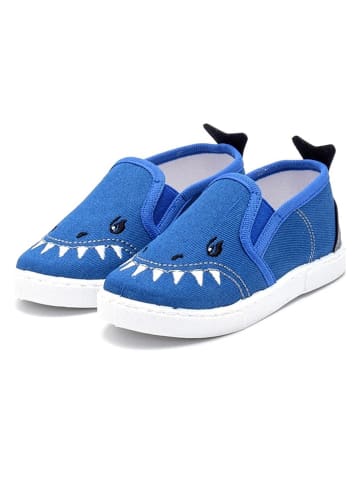 First Step Slippersy "Shark" w kolorze niebieskim
