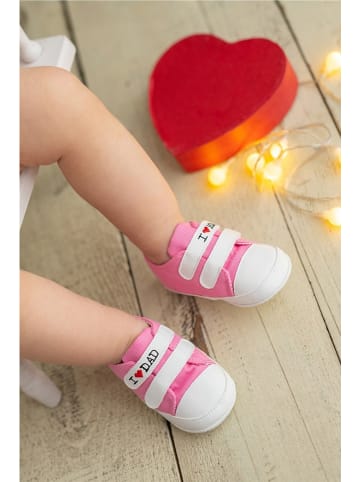 First Step KrabbeIschuhe "I love Mom & Dad" in Pink