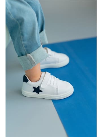 First Step Sneakers "Star" in Weiß/ Dunkelblau