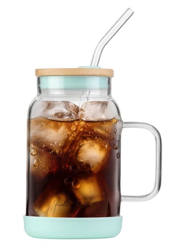 Vialli Design Glas met rietje lichtblauw - 600 ml