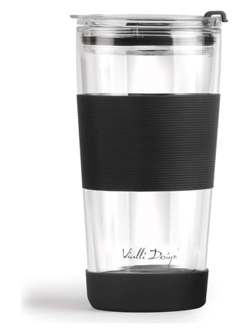 Vialli Design Isoleerglas met rietje zwart - 600 ml