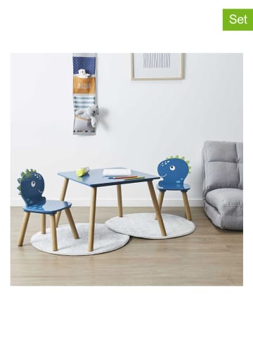 The Home Deco Kids 3-delige set: tafel en stoelen blauw