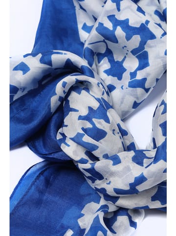 TATUUM Seiden-Tuch in Weiß/ Blau - (L)90 x (B)90 cm