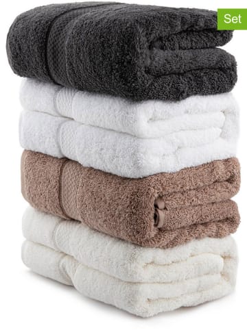 Elizabed Ręczniki prysznicowe (4 szt.) w kolorze antracytowo-biało-jasnobrązowym