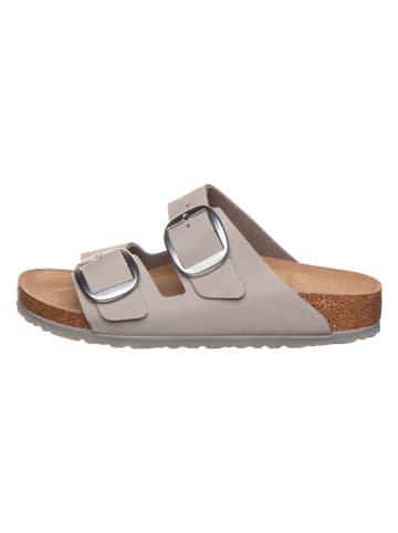 Birkenstock Leder-Pantoletten "Arizona" in Grau