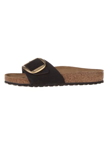Birkenstock Leder-Pantoletten "Madrid Big Buckle" in Schwarz