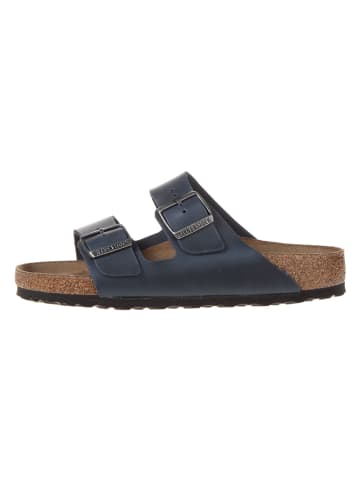 Birkenstock Skórzane klapki "Arizona LEO" w kolorze granatowym