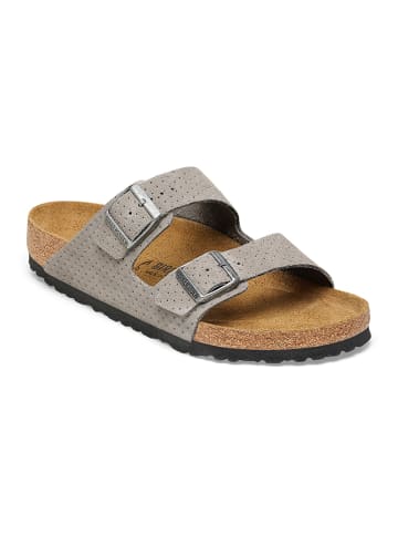 Birkenstock Leder-Pantoletten "Arizona" in Grau - Weite N