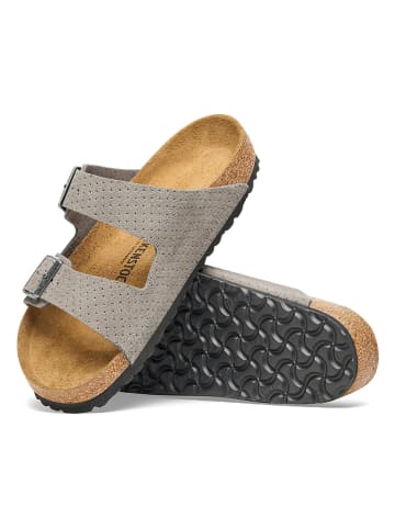 Birkenstock Leren slippers "Arizona" grijs - wijdte N