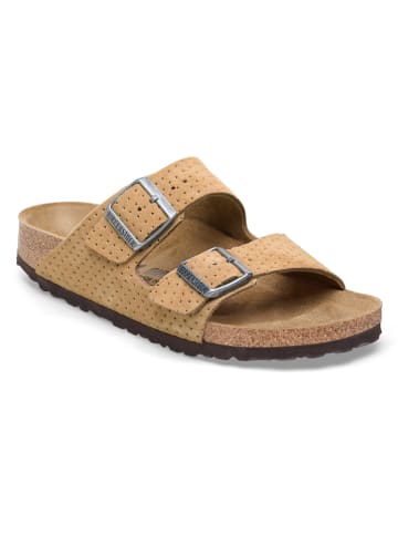 Birkenstock Leder-Pantoletten "Arizona" in Beige - Weite N