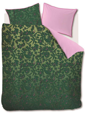 Oilily Satin-Bettwäsche-Set "Sketchy Flower" in Grün/ Rosa