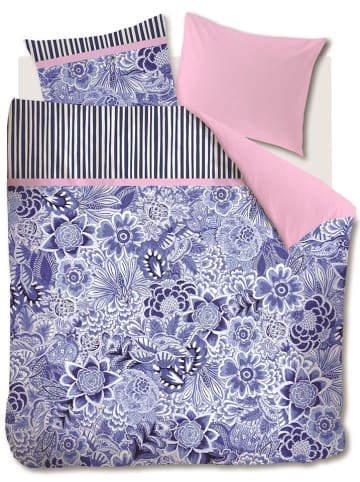 Oilily Satin-Bettwäsche-Set "Florence" in Blau/ Rosa