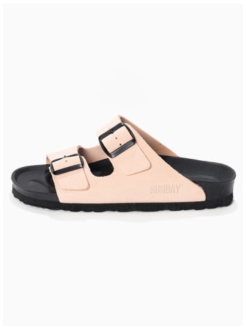Sunbay Leren slippers "Trefle" beige