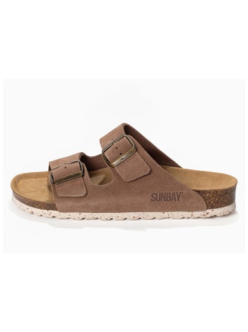 Sunbay Leren slippers "Trefle" lichtbruin